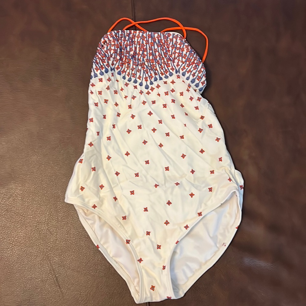 Marc Jacobs Chrissie's Floral Criss Cross Back Maillot Buck White Swimsuit